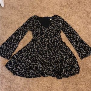 V Neck Flair Floral Dress